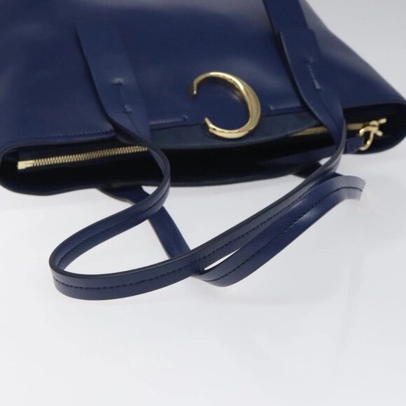 Chloe C. Medium Shoulder Bag Leather Blue Gold Auth - Picture 6 of 16